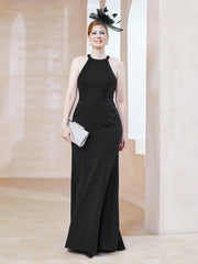 Robe Fourreau en Dentelle Longueur au Sol Licou Noir Grande Taille