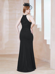 Robe Fourreau en Dentelle Longueur au Sol Licou Noir Grande Taille