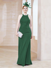 Robe Fourreau en Dentelle Longueur au Sol Licou Vert Foncé