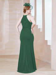 Robe Fourreau en Dentelle Longueur au Sol Licou Vert Foncé Grande Taille