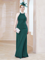 Robe Fourreau en Dentelle Longueur au Sol Licou Paon Grande Taille