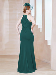 Robe Fourreau en Dentelle Longueur au Sol Licou Paon Grande Taille