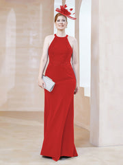 Robe Fourreau en Dentelle Longueur au Sol Licou Rouge Grande Taille