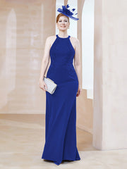 Robe Fourreau en Dentelle Longueur au Sol Licou Bleu Royale