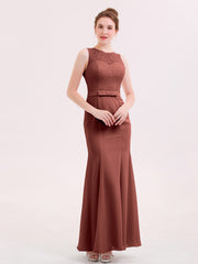 Robe de Col d'Illusion Mermaid avec Dos Nu terracotta Grande Taille