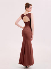 Robe de Col d'Illusion Mermaid avec Dos Nu terracotta Grande Taille