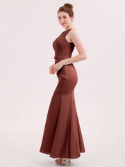 Robe de Col d'Illusion Mermaid avec Dos Nu terracotta
