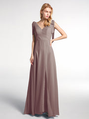 Robe Maxi en Mousseline à Bretelles Plates de Nœud avec Fente à l'Avant Dusk Grande Taille