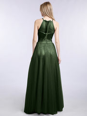 Col d'Illusionline Longue Tulle Robe Olive Verte Grande Taille