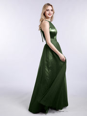 Col d'Illusionline Longue Tulle Robe Olive Verte