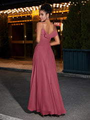 Spaghetti Bretelle Mousseline Robes De Demoiselle d'Honneur Cannelle Rose
