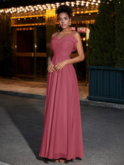 Spaghetti Bretelle Mousseline Robes De Demoiselle d'Honneur Cannelle Rose Grande Taille