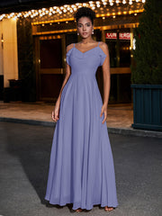 Spaghetti Bretelle Mousseline Robes De Demoiselle d'Honneur Pervenche Grande Taille