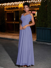 Spaghetti Bretelle Mousseline Robes De Demoiselle d'Honneur Pervenche Grande Taille