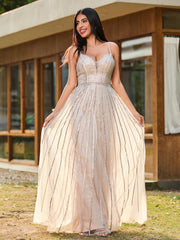 Robe Longueur au Sol à Dos Nu avec Diamants Scintillants Azalée