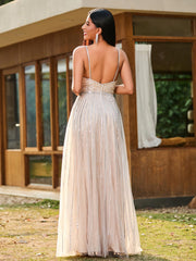 Robe Longueur au Sol à Dos Nu avec Diamants Scintillants Pastèque