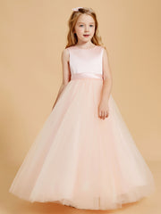 Robes de Fille en Satin et Tulle Longueur au Sol pour une Elégance Intemporelle