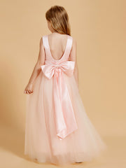 Robes de Fille en Satin et Tulle Longueur au Sol pour une Elégance Intemporelle