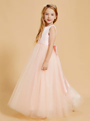 Robes de Fille en Satin et Tulle Longueur au Sol pour une Elégance Intemporelle