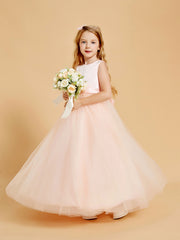 Robes de Fille en Satin et Tulle Longueur au Sol pour une Elégance Intemporelle