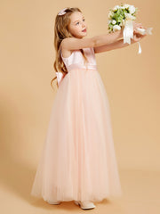 Robes de Fille en Satin et Tulle Longueur au Sol pour une Elégance Intemporelle