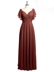 Col En V Mancherons Robes Avec Volants terracotta Grande Taille