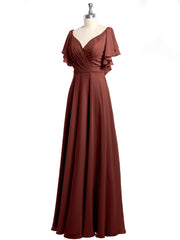 Col En V Mancherons Robes Avec Volants terracotta