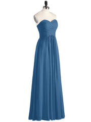 Sans Bretelles Mousseline Robe avec Col en Cœur Bleu Encre Grande Taille