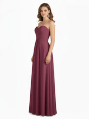 Sans Bretelles Mousseline Robe avec Col en Cœur Mûre