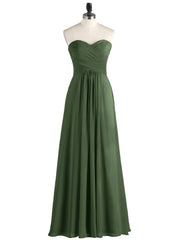 Sans Bretelles Mousseline Robe avec Col en Cœur Olive Verte