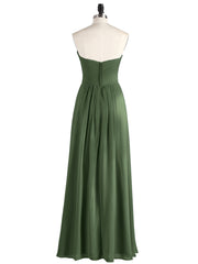 Sans Bretelles Mousseline Robe avec Col en Cœur Olive Verte