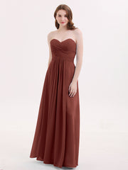 Sans Bretelles Mousseline Robe avec Col en Cœur terracotta Grande Taille