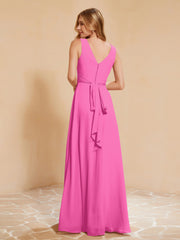Robe de Demoiselle d'Honneur Empire Sans Manches avec Nœud Papillon Azalée