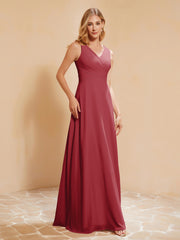 Robe de Demoiselle d'Honneur Empire Sans Manches avec Nœud Papillon Bordeaux