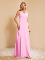 Robe de Demoiselle d'Honneur Empire Sans Manches avec Nœud Papillon Rose Bonbon Grande Taille