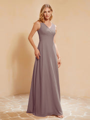 Robe de Demoiselle d'Honneur Empire Sans Manches avec Nœud Papillon Dusk