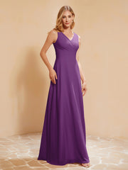 Robe de Demoiselle d'Honneur Empire Sans Manches avec Nœud Papillon Raisin