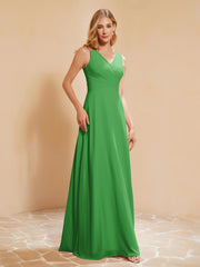 Robe de Demoiselle d'Honneur Empire Sans Manches avec Nœud Papillon Vert