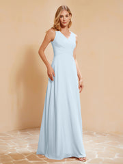 Robe de Demoiselle d'Honneur Empire Sans Manches avec Nœud Papillon Brume