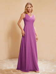 Robe de Demoiselle d'Honneur Empire Sans Manches avec Nœud Papillon Orchidee