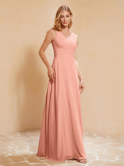 Robe de Demoiselle d'Honneur Empire Sans Manches avec Nœud Papillon Papaye