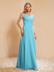 Robe de Demoiselle d'Honneur Empire Sans Manches avec Nœud Papillon Piscine