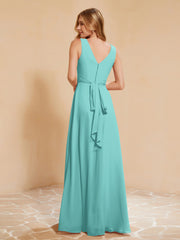 Robe de Demoiselle d'Honneur Empire Sans Manches avec Nœud Papillon Spa