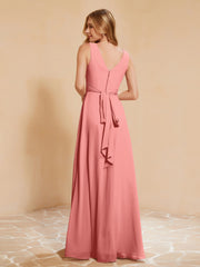 Robe de Demoiselle d'Honneur Empire Sans Manches avec Nœud Papillon Crépuscule