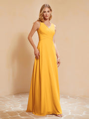 Robe de Demoiselle d'Honneur Empire Sans Manches avec Nœud Papillon Mandarine