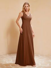 Robe de Demoiselle d'Honneur Empire Sans Manches avec Nœud Papillon Terracotta