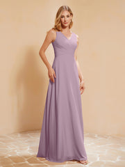 Robe de Demoiselle d'Honneur Empire Sans Manches avec Nœud Papillon Vintage Mauve Grande Taille