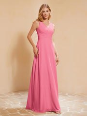 Robe de Demoiselle d'Honneur Empire Sans Manches avec Nœud Papillon Pastèque