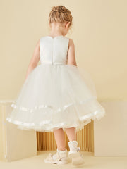 Robe de Demoiselle d'Honneur en Satin avec Haut en Tulle Simple