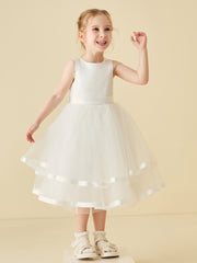 Robe de Demoiselle d'Honneur en Satin avec Haut en Tulle Simple